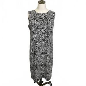 Calvin Klein Women's Size Medium Black White Animal Print Midi Shift Dress